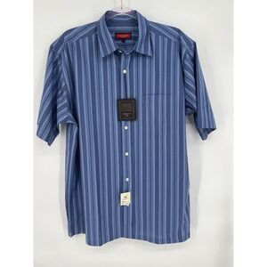 Austin Reed London Mens Medium 100% Cotton Blue Stiped Button Up Shirt‎ NWT